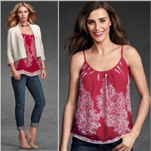 CAbi Tops - CABI #162 Heart Of Township Red Cami Tank Top